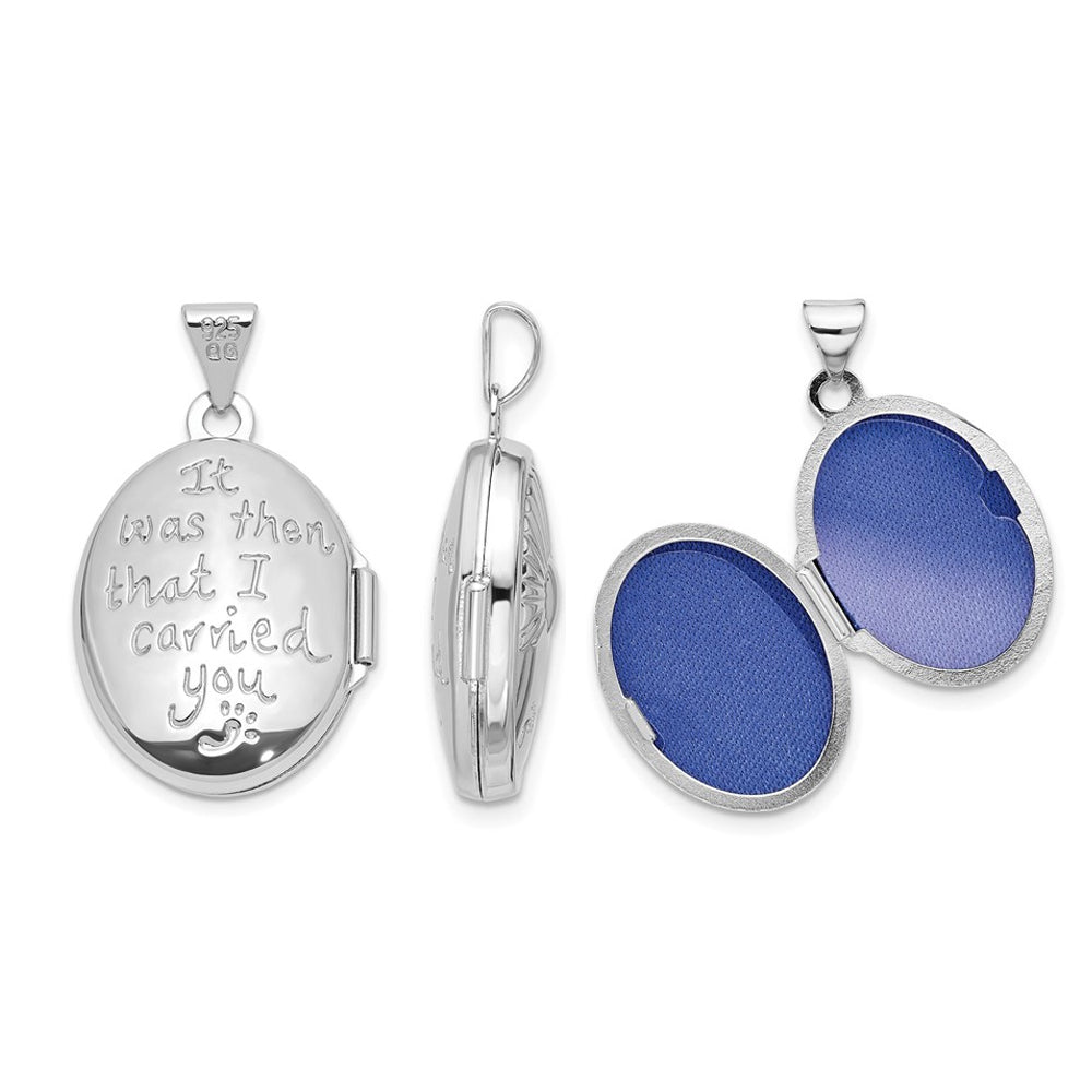 Sterling Silver Oval Sunset Locket Pendant Necklace with Chain Image 3