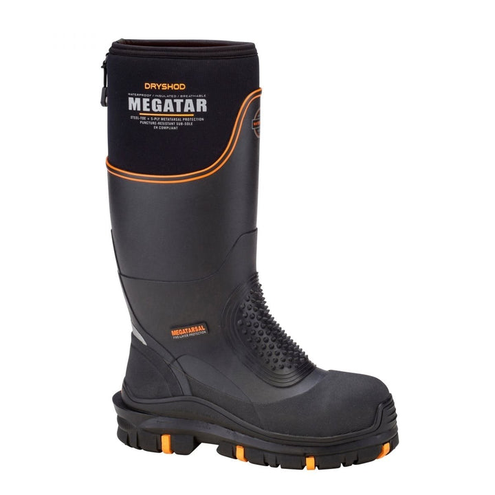 Dryshod Mens Megatar Steel Toe Metatarsal Guard Work Boot Black - MEG-MH-BK ONE SIZE BLACK/ORANGE Image 1