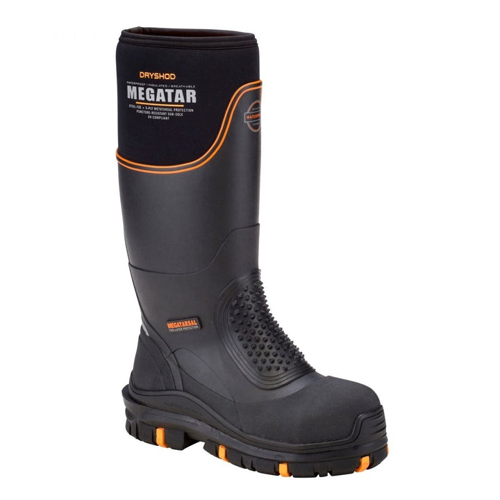 Dryshod Mens Megatar Steel Toe Metatarsal Guard Work Boot Black - MEG-MH-BK ONE SIZE BLACK/ORANGE Image 2