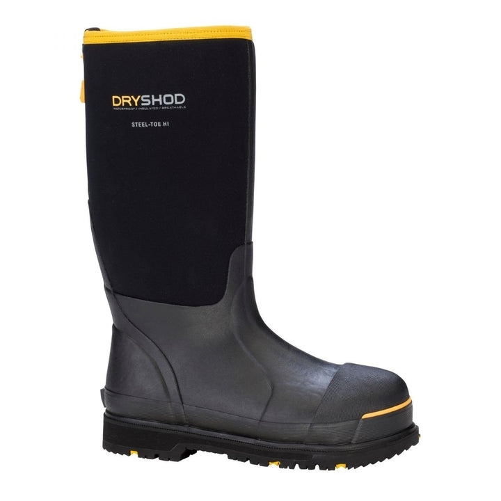 DRYSHOD WORK Men's Steel Toe Waterproof Work Boot Black/Yellow - STT-UH-BK ONE SIZE BLACK/YELLOW Image 1