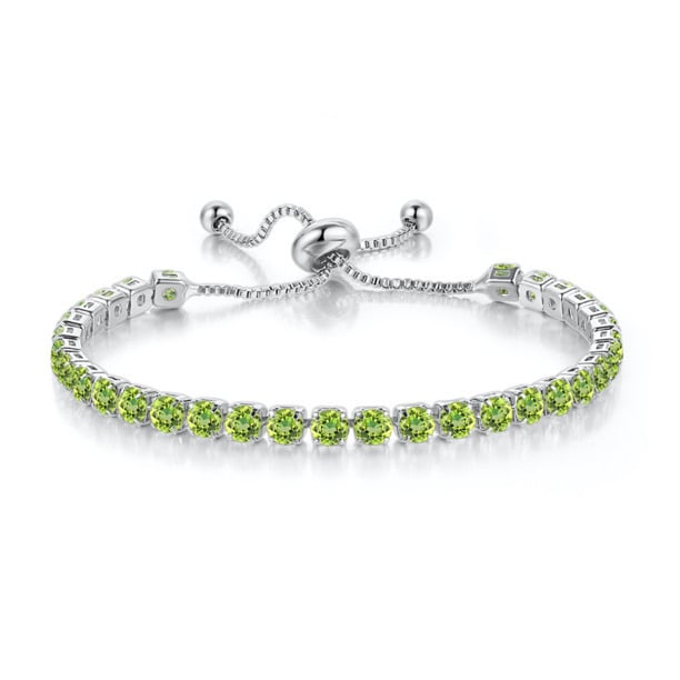 Paris Jewelry 10k White Gold Adjustable Tennis Bracelet 6 Cttw Created Peridot Image 1