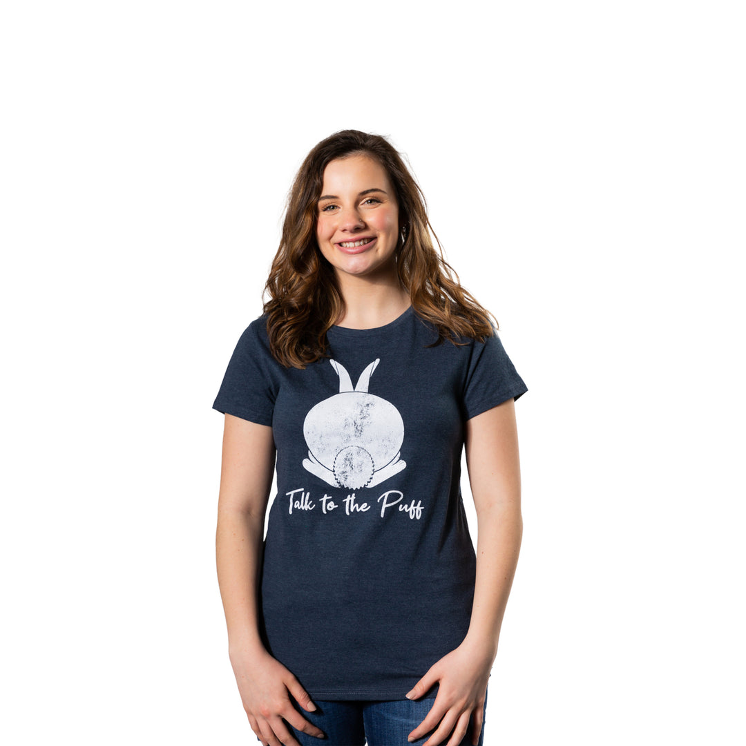 Womens Talk To The Puff T Shirt Funny Easter Bunny Tail Behind Humor Cool Image 4