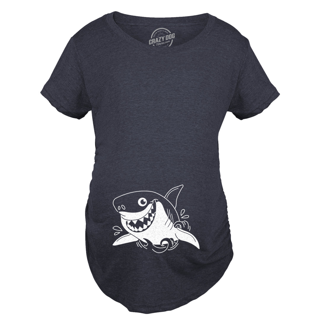 Maternity Smiling Shark Tshirt Funny Occean Fish Vacation Tee Image 4