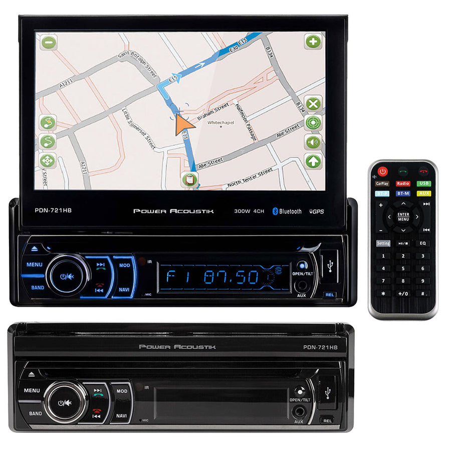 Power Acoustik PDN-721HB Single DIN Bluetooth In-Dash DVD/CD/AM/FM Car Stereo Receiver w/ 7" Touchscreen and Navigation Image 1