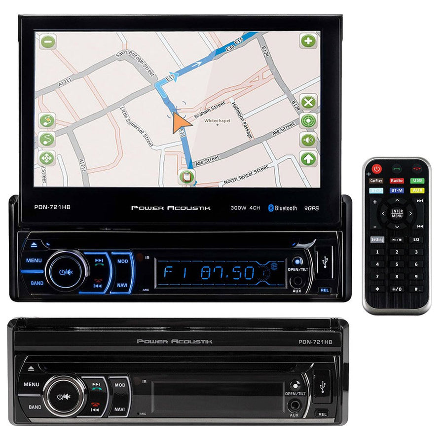 Power Acoustik Single DIN Bluetooth In-Dash DVD/CD/AM/FM Car Stereo Receiver w/ 7" Touchscreen and Navigation BLACK Image 1