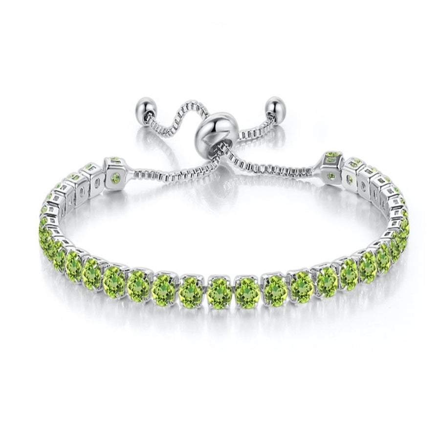 Paris Jewelry 10k White Gold 7 Cttw Created Peridot Adjustable Tennis Bracelet Image 1