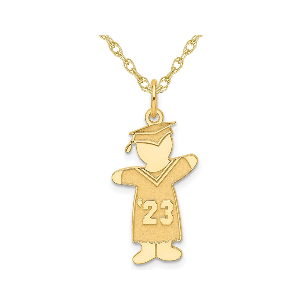 Class of 2023 Boy Cuddle Charm Pendant Necklace in Yellow Plater Sterling Silver with Chain Image 1