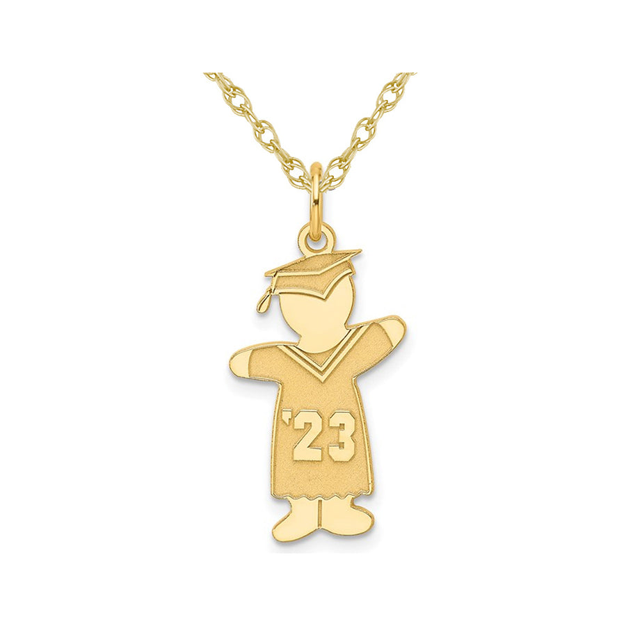 Class of 2023 Boy Cuddle Charm Pendant Necklace in Yellow Plater Sterling Silver with Chain Image 1