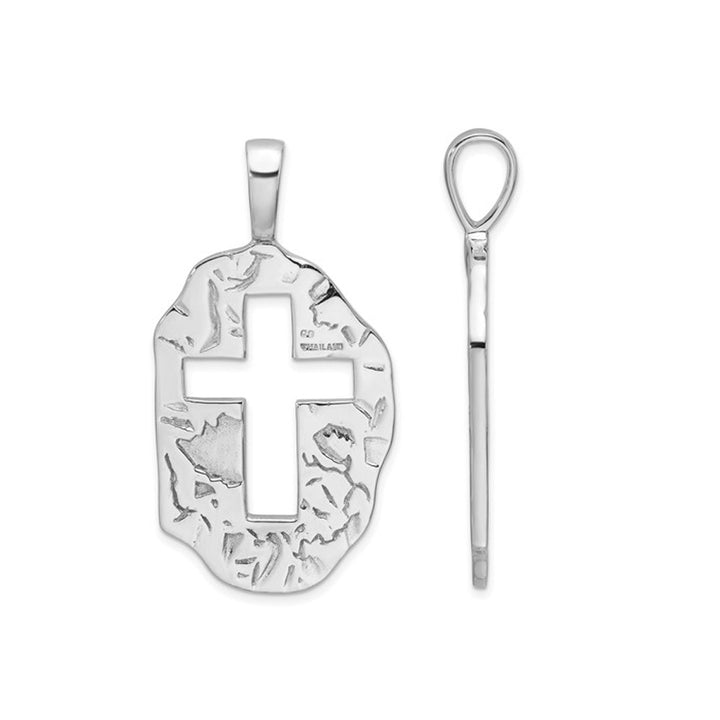 Sterling Silver Cut-Out Reversible Cross Pendant Necklace with Chain Image 3