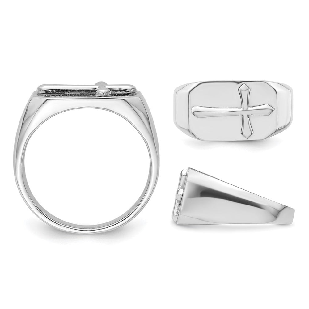 Mens or Ladies Sterling Silver Polished Cross Ring Image 2
