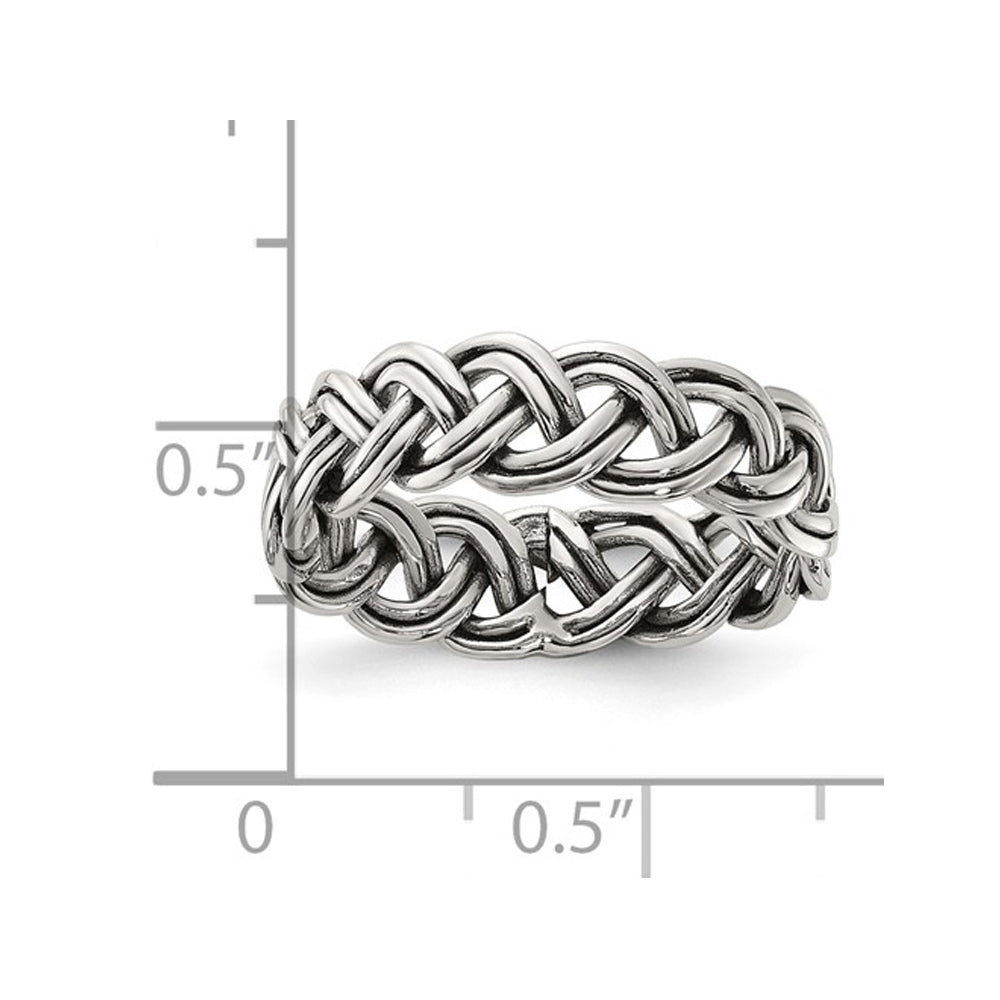 Polished Sterling Silver Braided Band (6mm) Image 3