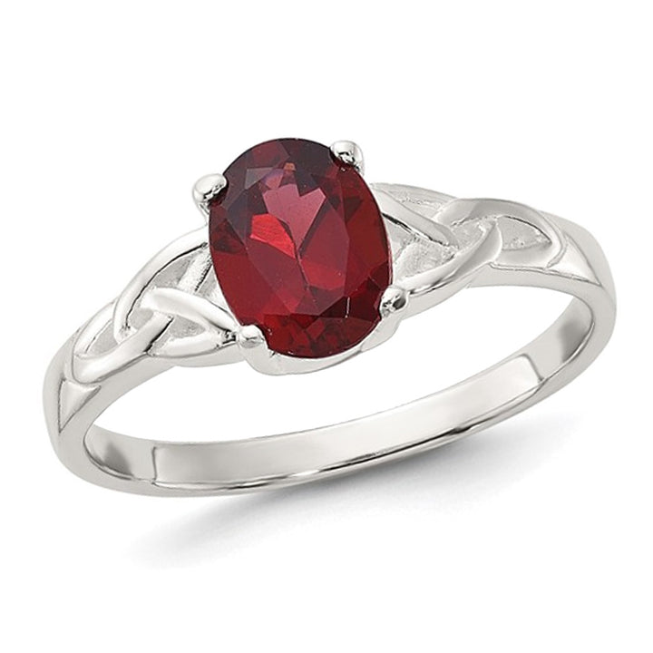 2/3 Carat (ctw) Oval-Cut Garnet Ring in Sterling Silver Image 1