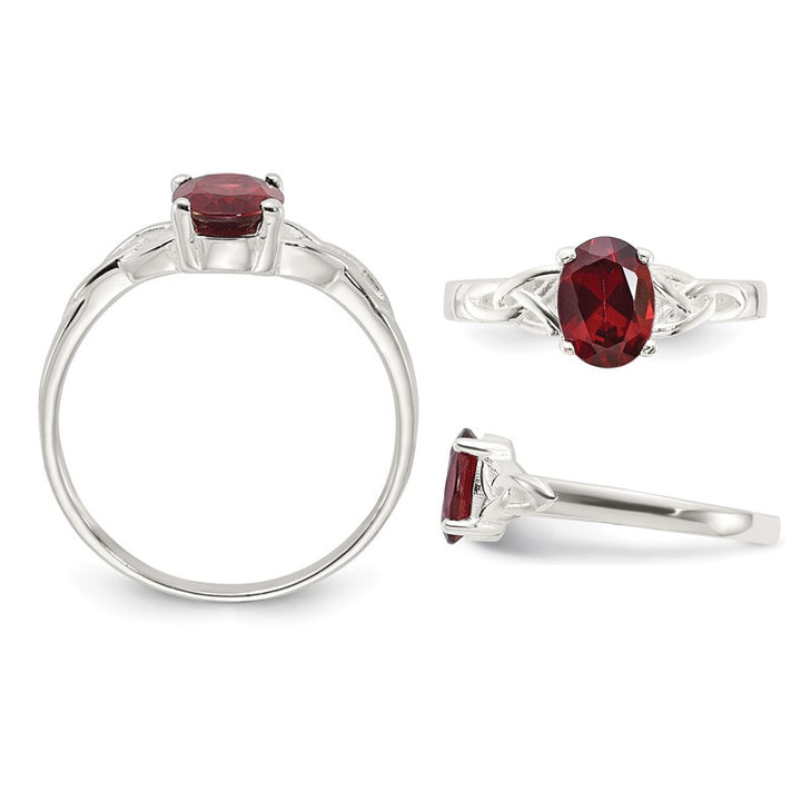 2/3 Carat (ctw) Oval-Cut Garnet Ring in Sterling Silver Image 4