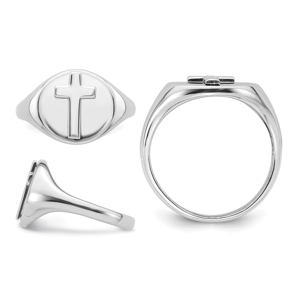 Mens Sterling Silver Polished Cross Ring Image 4