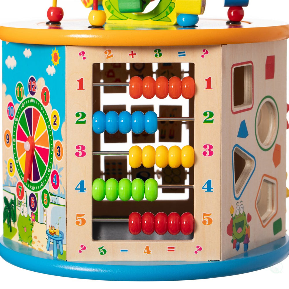 8 in 1 Colorful Wooden Kids Activity Play Cube Durable Toy Center for Playroom Image 2