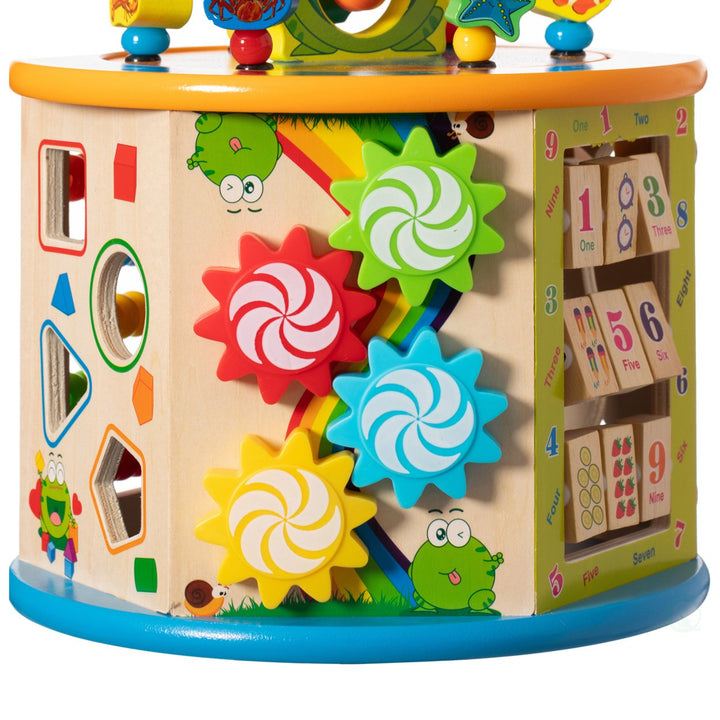 8 in 1 Colorful Wooden Kids Activity Play Cube Durable Toy Center for Playroom Image 6