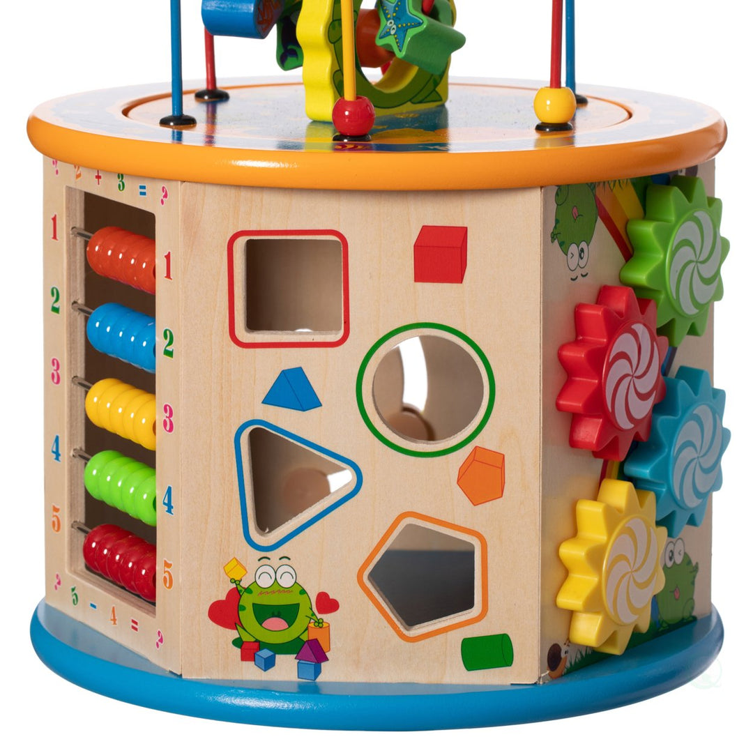 8 in 1 Colorful Wooden Kids Activity Play Cube Durable Toy Center for Playroom Image 7