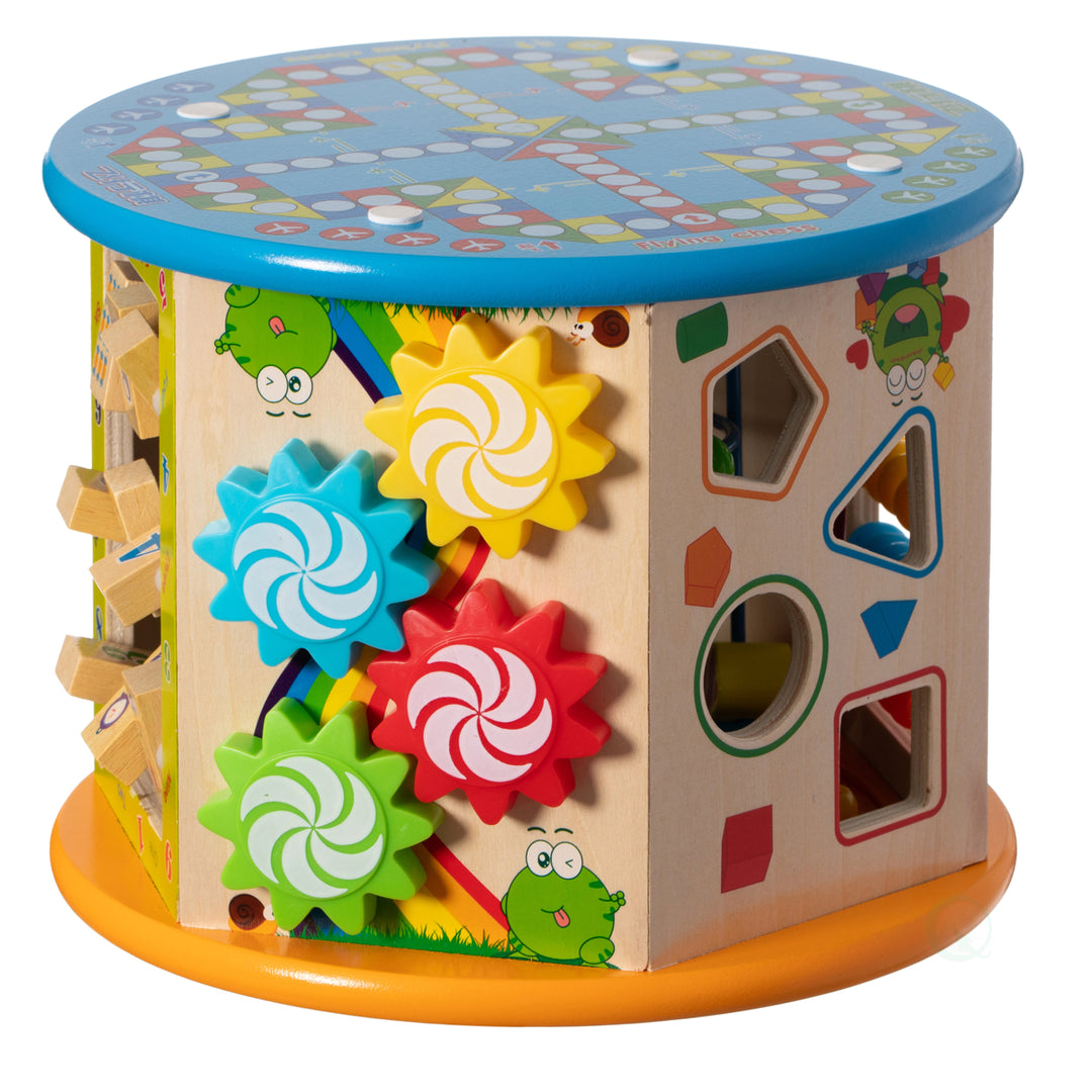 8 in 1 Colorful Wooden Kids Activity Play Cube Durable Toy Center for Playroom Image 10