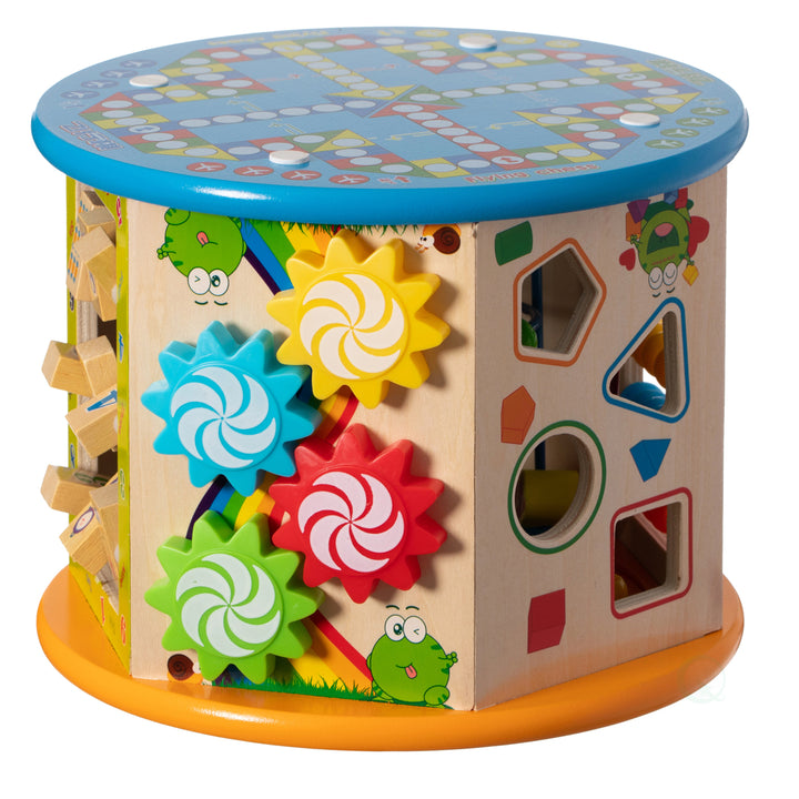 8 in 1 Colorful Wooden Kids Activity Play Cube Durable Toy Center for Playroom Image 10