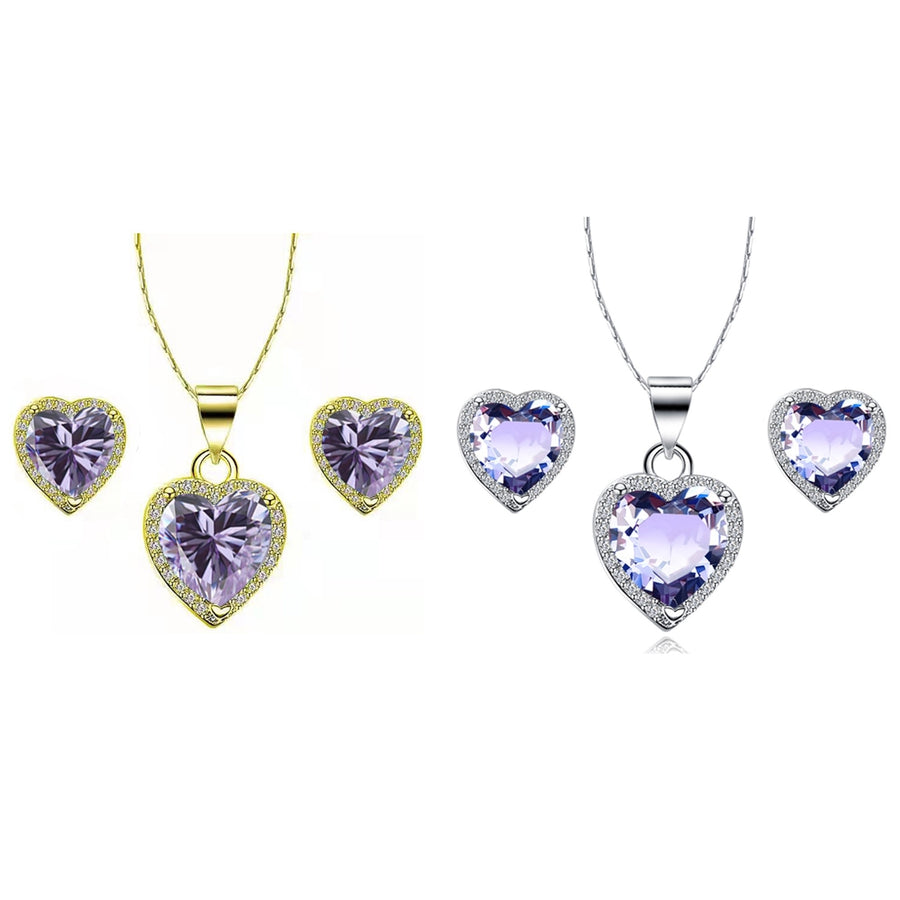 Paris Jewelry 10k Yellow and White Gold 4Ct Created Tanzanite CZ Full Necklace Set 18 inch Plated Image 1