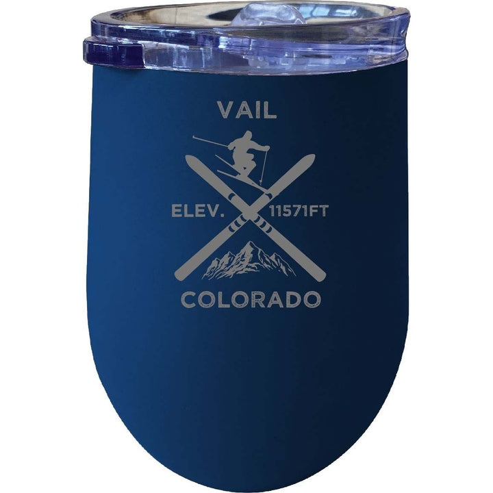 Vail Colorado Ski Souvenir 12 oz Laser Etched Insulated Wine Stainless Steel Tumbler Image 1