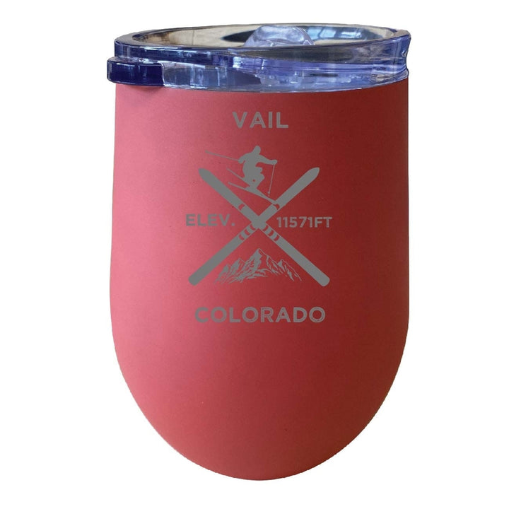 Vail Colorado Ski Souvenir 12 oz Laser Etched Insulated Wine Stainless Steel Tumbler Image 2