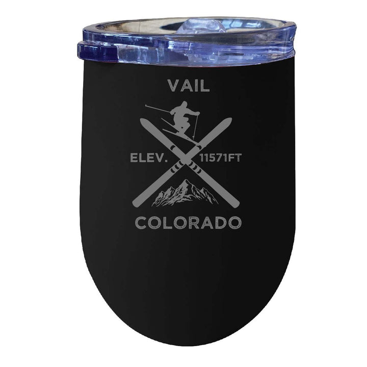 Vail Colorado Ski Souvenir 12 oz Laser Etched Insulated Wine Stainless Steel Tumbler Image 3