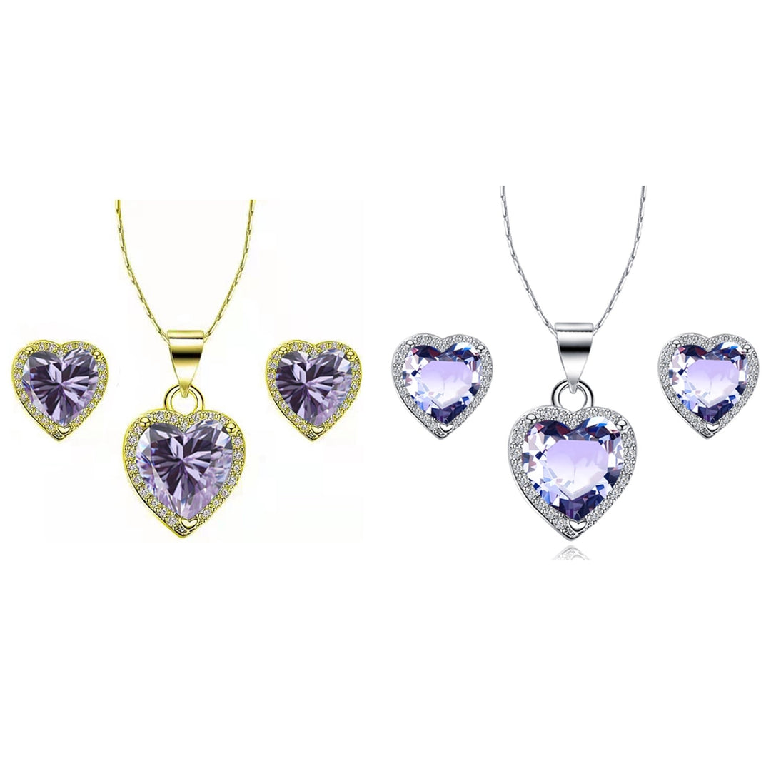 Paris Jewelry 24k Yellow and White Gold 3Ct Created Tanzanite CZ Full Necklace Set 18 inch Plated Image 1