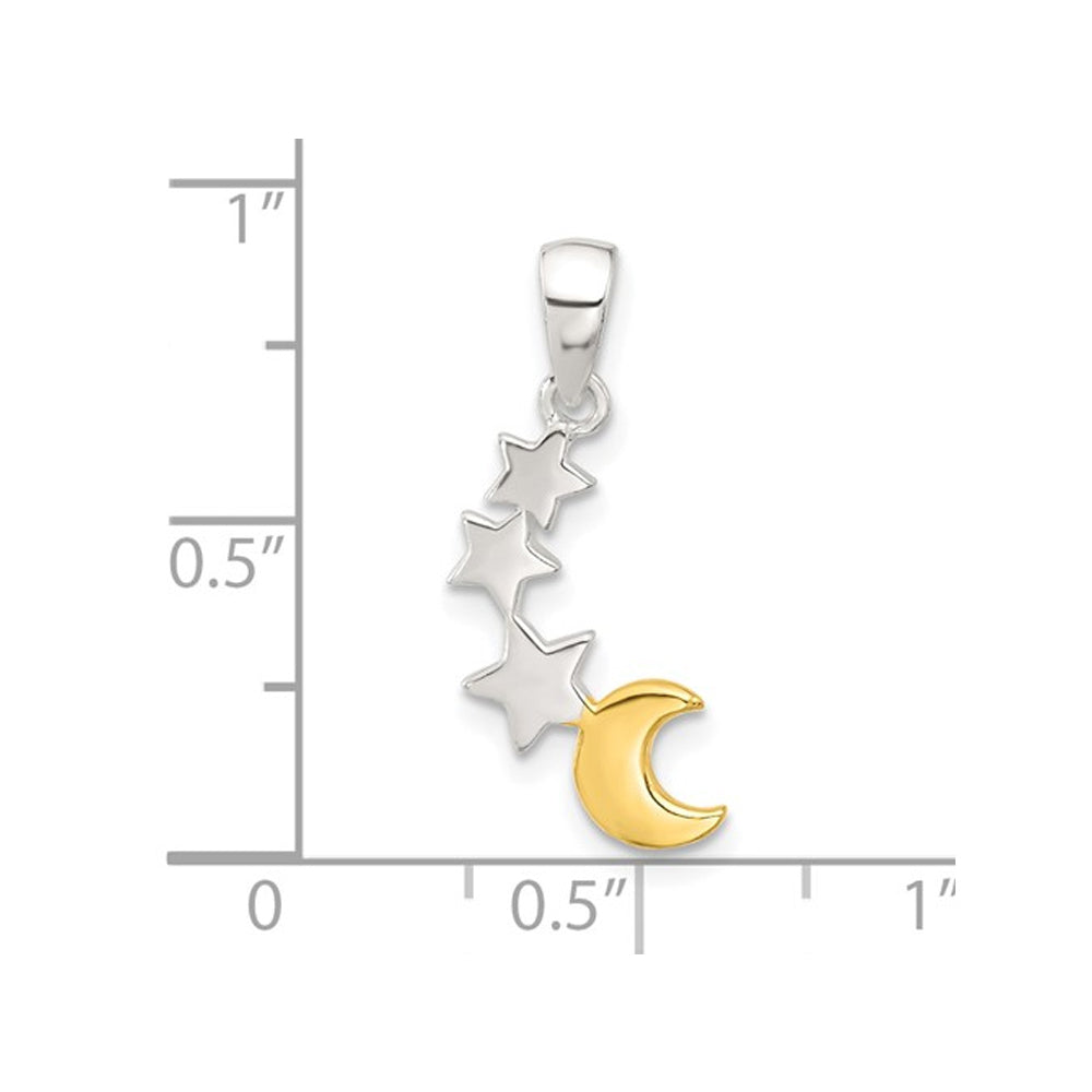 Stars and Moon Charm Pendant Necklace in Sterling Silver and Chain Image 3