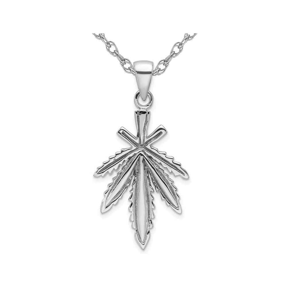 Sterling Silver Leaf Charm Pendant Necklace with Chain Image 1