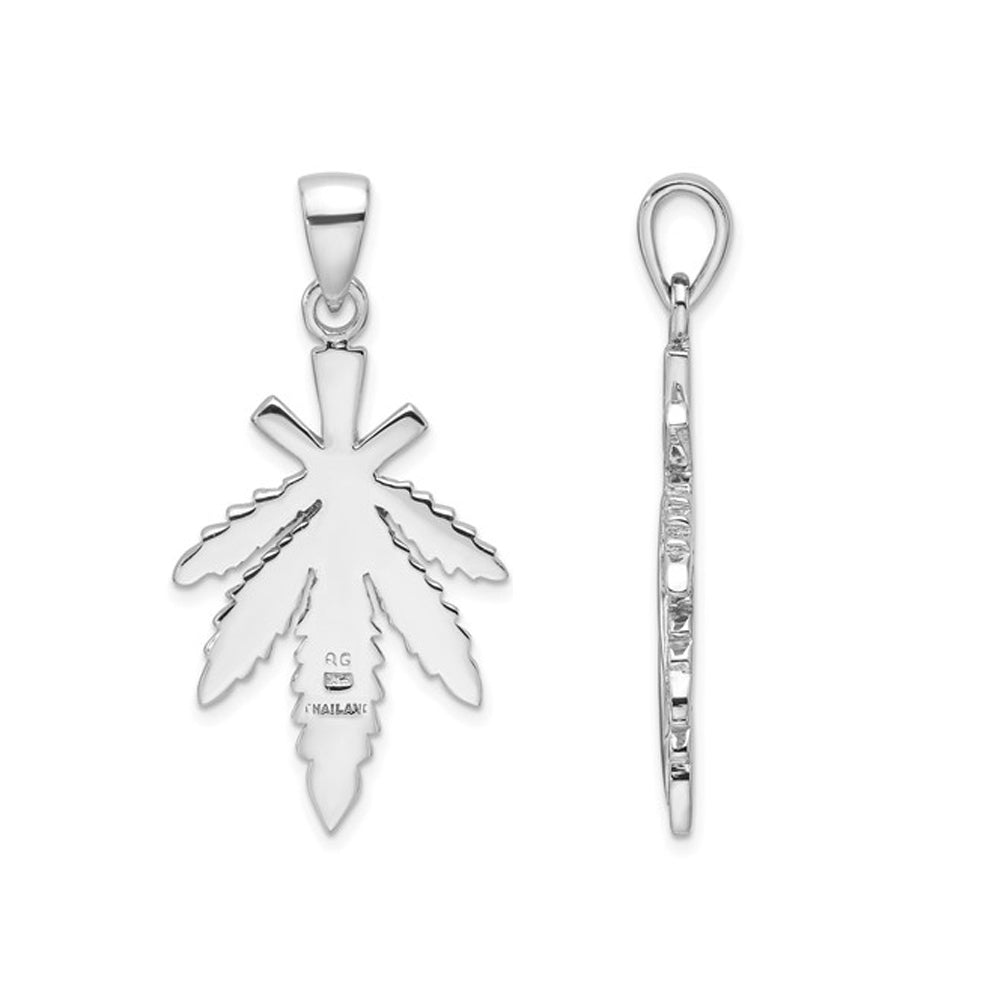 Sterling Silver Leaf Charm Pendant Necklace with Chain Image 2