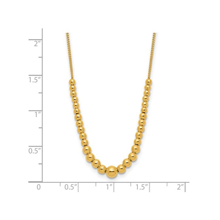 14K Yellow Gold Polished Graduated Beaded Necklace (18 inches) Image 3