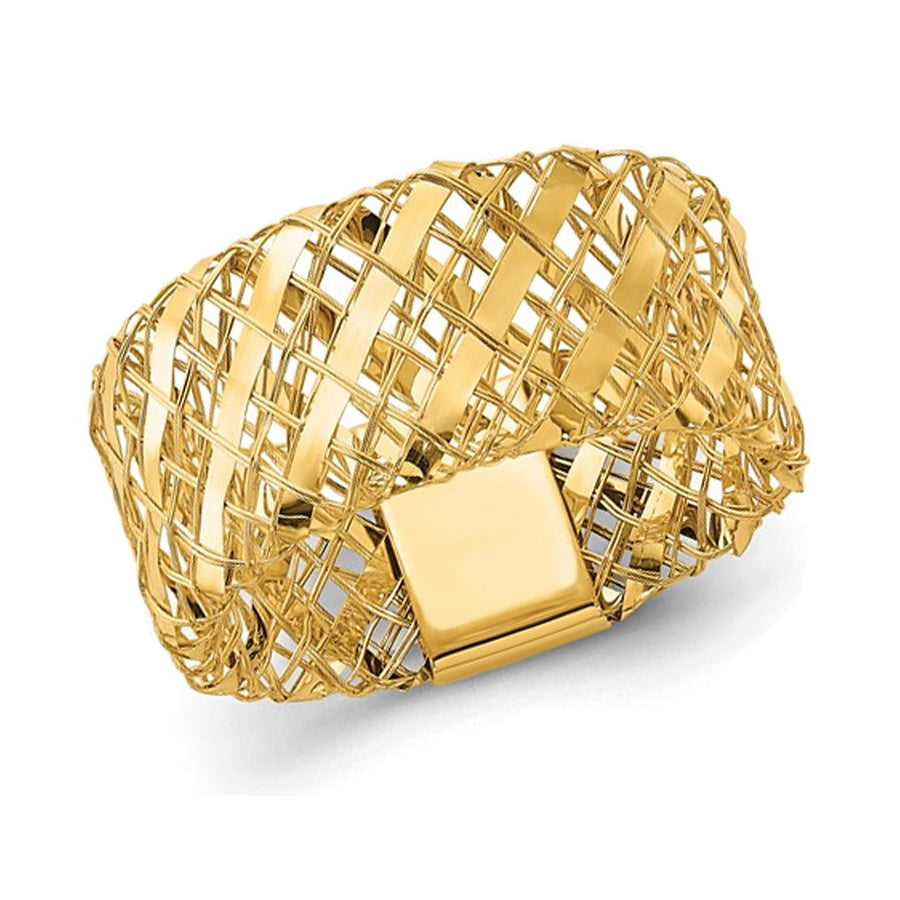 14K Yellow Gold Woven Stretch Ring Image 1