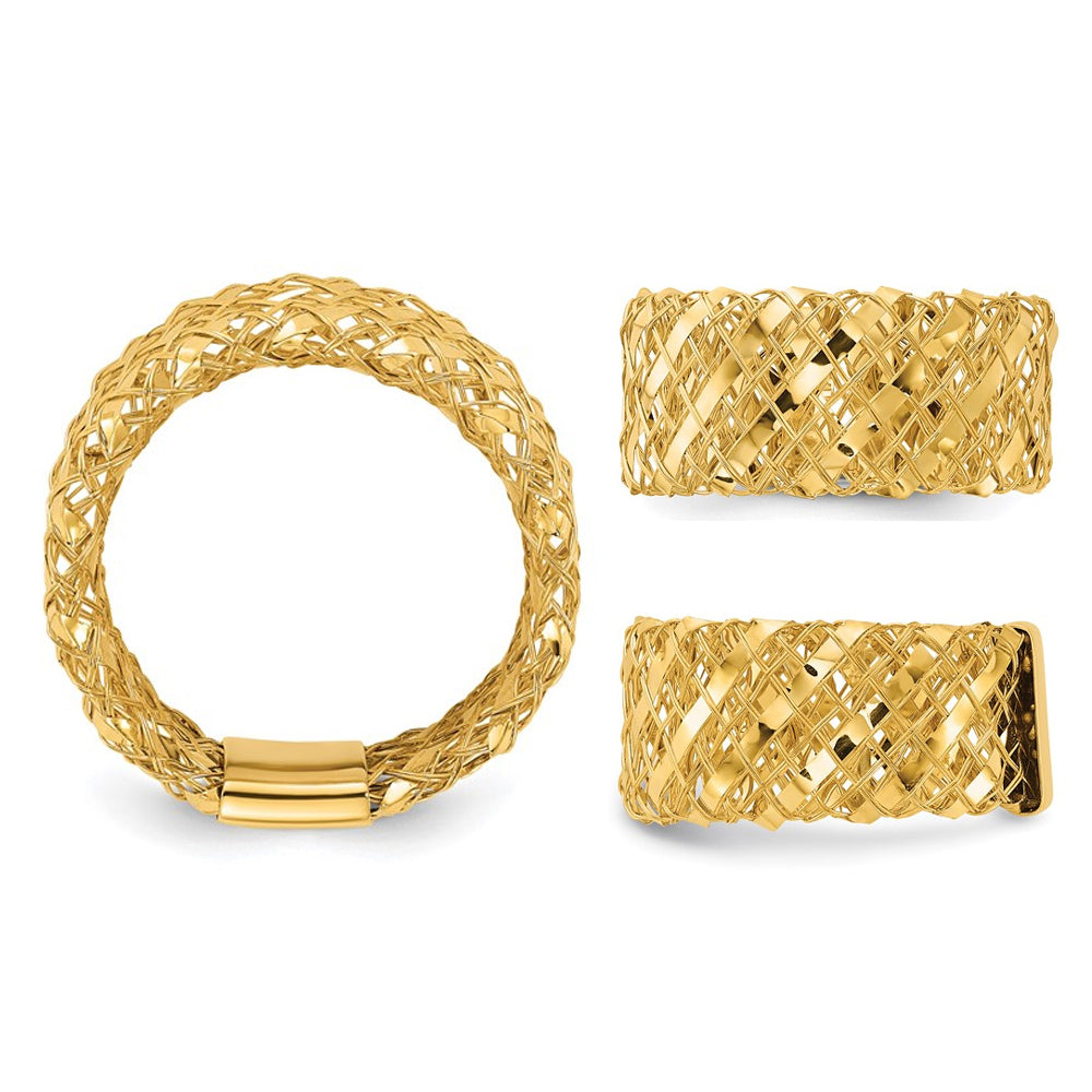 14K Yellow Gold Woven Stretch Ring Image 2