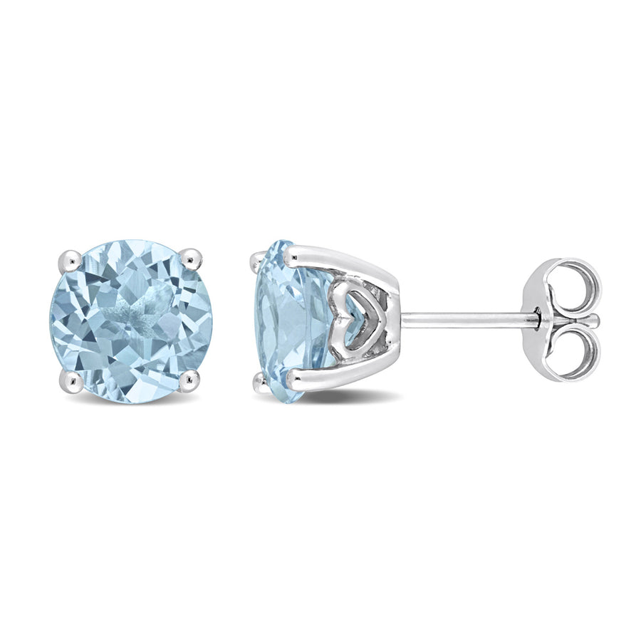 4.70 Carat (ctw) Blue Topaz Solitaire Stud Earrings in Sterling Silver (6mm) Image 1