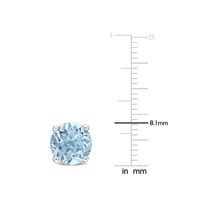 4.70 Carat (ctw) Blue Topaz Solitaire Stud Earrings in Sterling Silver (6mm) Image 4