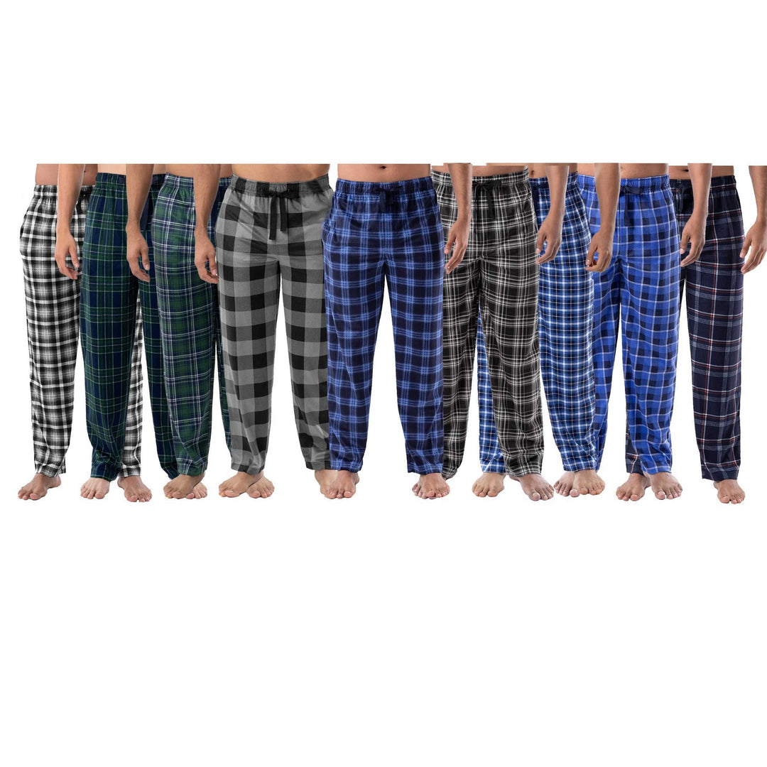 Mens Micro Fleece Plaid Pajama Lounge Pants 4-Pack Ultra Soft Warm Sleepwear Image 2