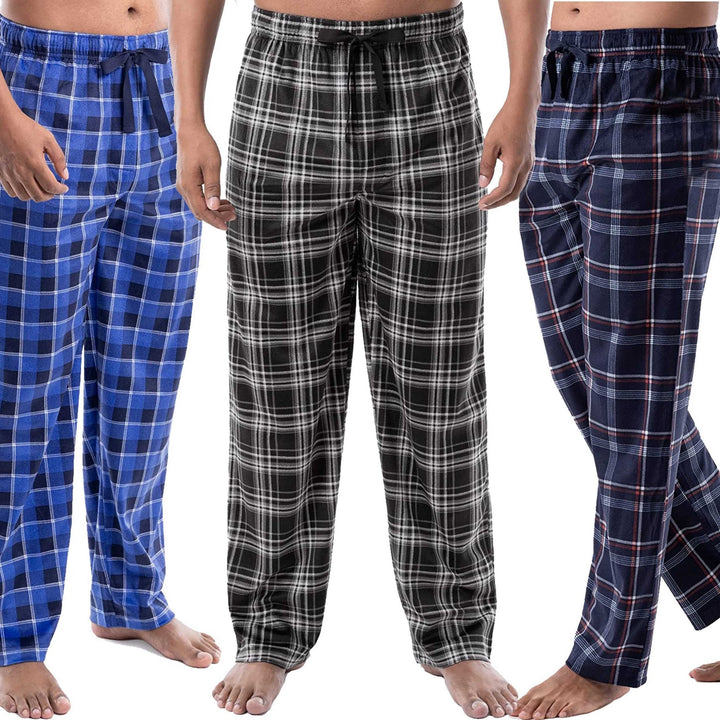 Mens Micro Fleece Plaid Pajama Lounge Pants 4-Pack Ultra Soft Warm Sleepwear Image 4