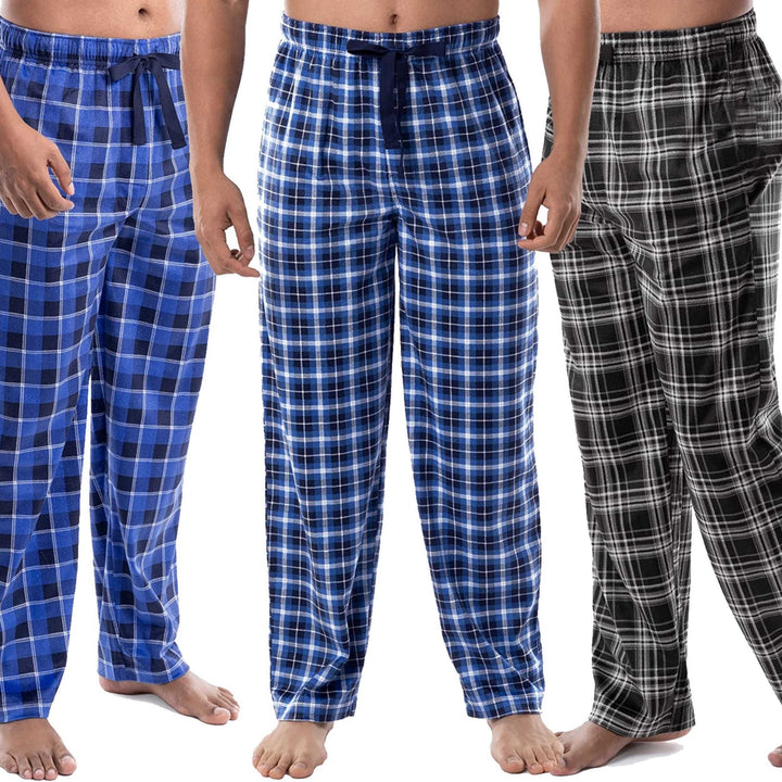 Mens Micro Fleece Plaid Pajama Lounge Pants 4-Pack Ultra Soft Warm Sleepwear Image 4