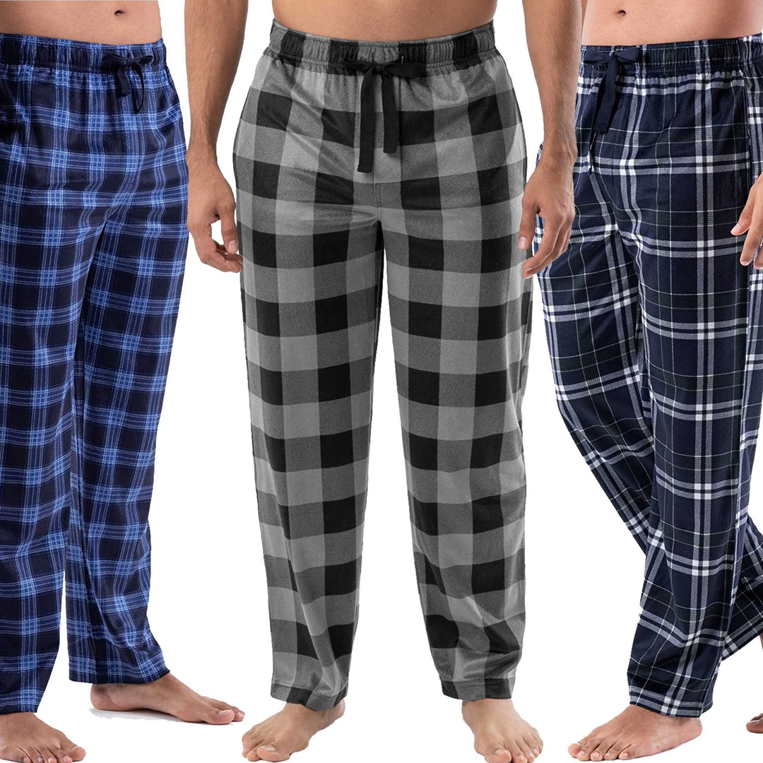 Mens Micro Fleece Plaid Pajama Lounge Pants 4-Pack Ultra Soft Warm Sleepwear Image 6