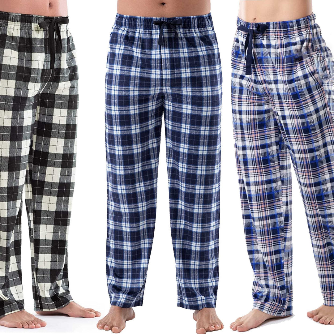 Mens Micro Fleece Plaid Pajama Lounge Pants 4-Pack Ultra Soft Warm Sleepwear Image 7