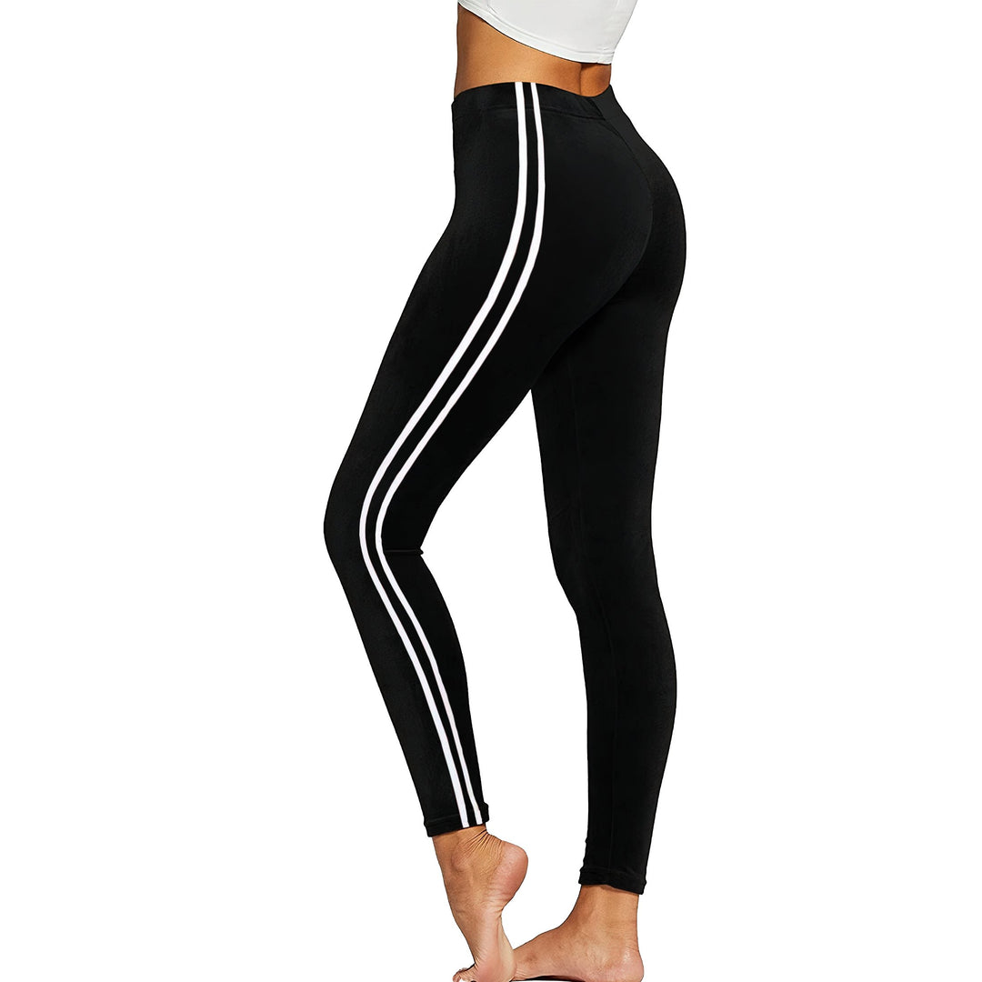 4-Pack Womens Soft Stretch Striped Velour Yoga Pants Leggings Comfortable Fit Image 7