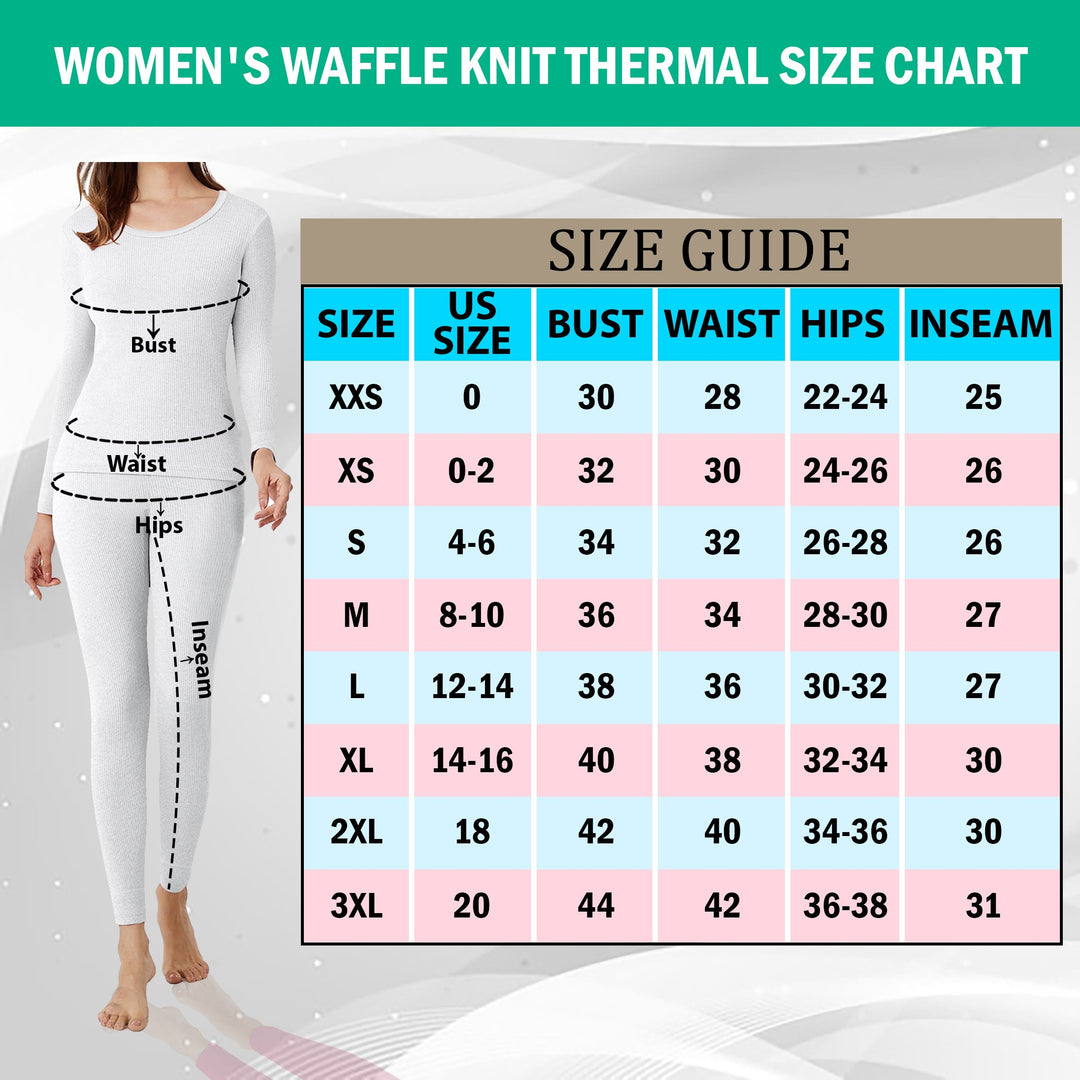 Womens Cotton Waffle Knit Thermal Underwear Set 6 Piece 3 Tops 3 Bottoms Image 9