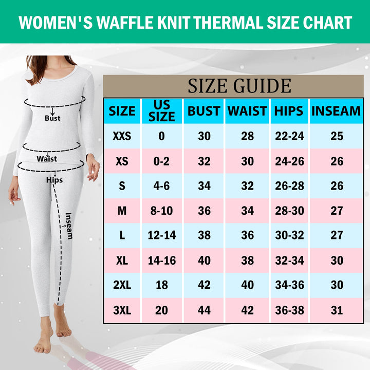 Womens Cotton Waffle Knit Thermal Underwear Set 6 Piece 3 Tops 3 Bottoms Image 9