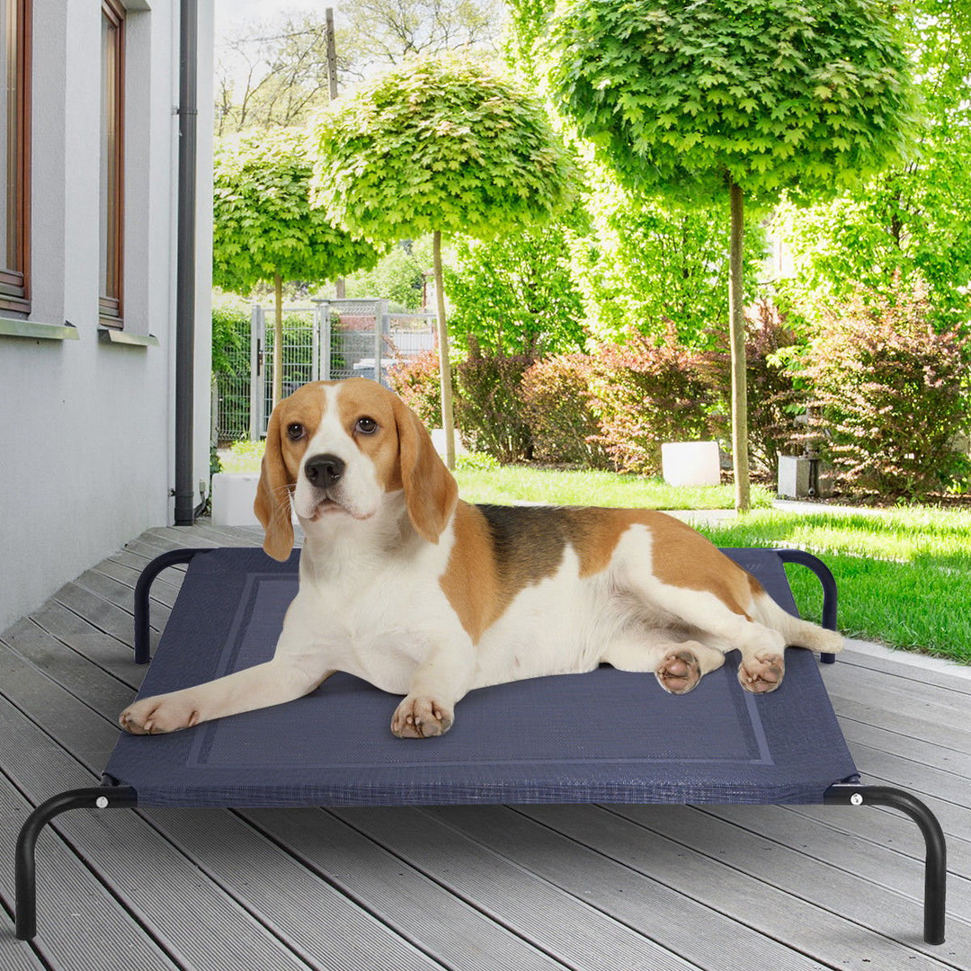 Gymax Large Dog Cat Bed Elevated Pet Cot Indoor Outdoor Camping Steel Frame Mat Image 2