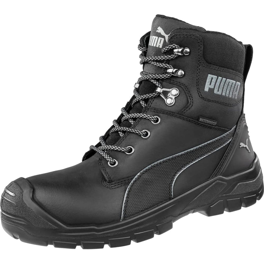 PUMA Safety Mens 7" Conquest CTX High Composite Toe Slip Resistant Waterproof Work Boot Black - 630735 ONE SIZE BLACK Image 1