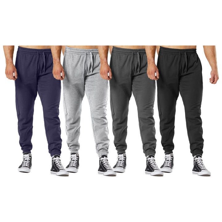 Mens Fleece-Lined Jogger Pants 4-Pack Elastic Bottom Pockets Casual Comfort Image 4