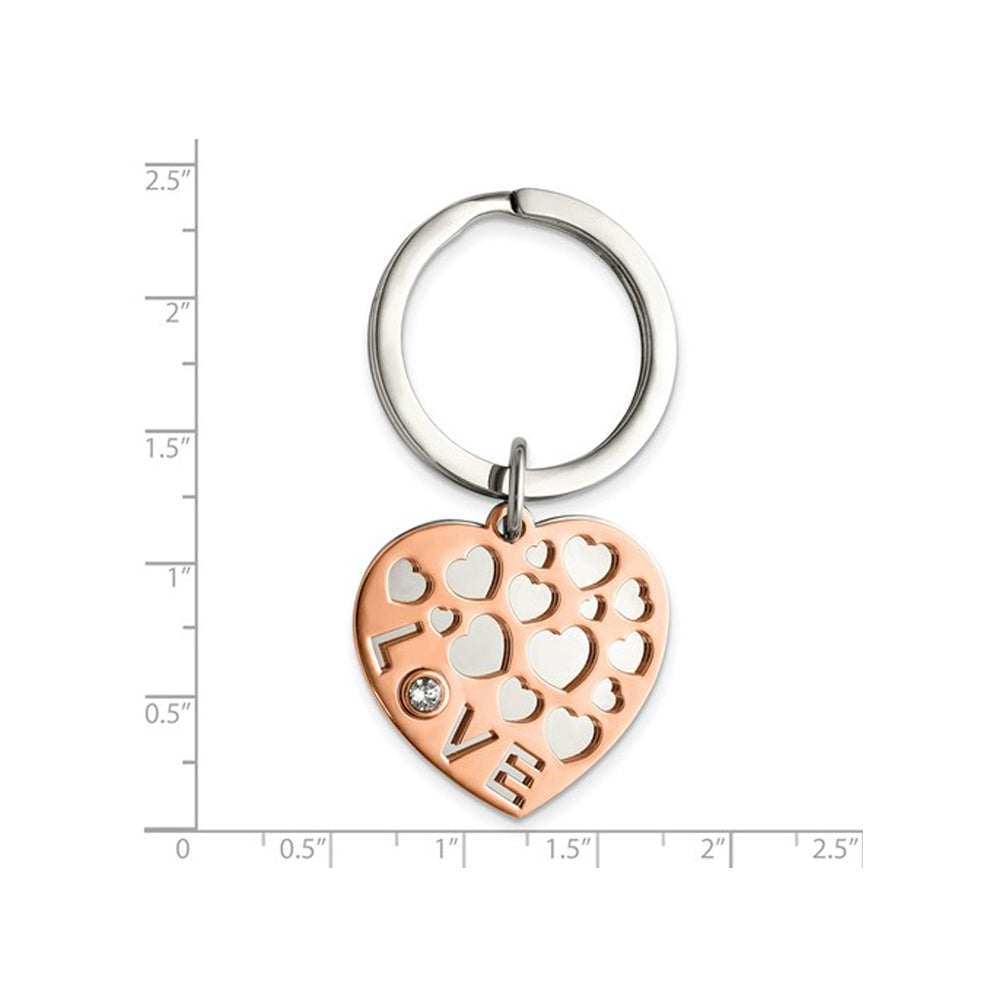 Rose Plated Stainless Steel Multi-Heart Love Key Ring Image 4