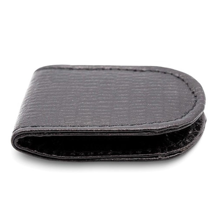 Black Leather Crocodile Grain Magnetic Money Clip Image 3