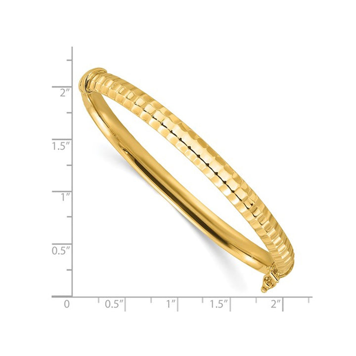 14K Yellow Gold Ridged Polished Bracelet Bangle Image 3